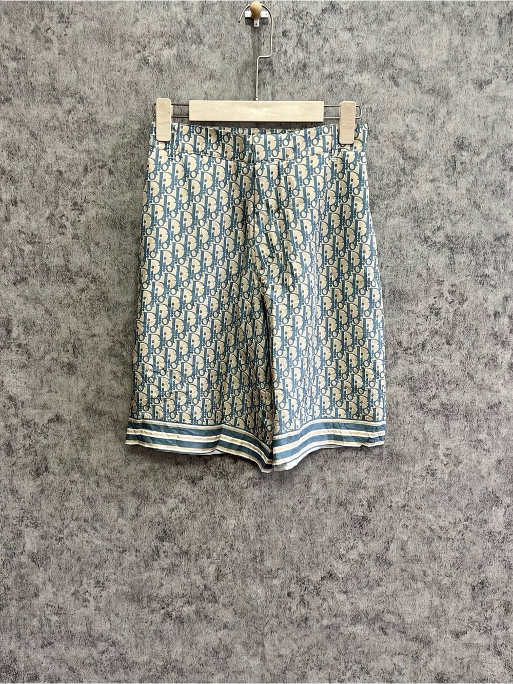 Dior Blue Monogram Men's Flat-Front Shorts